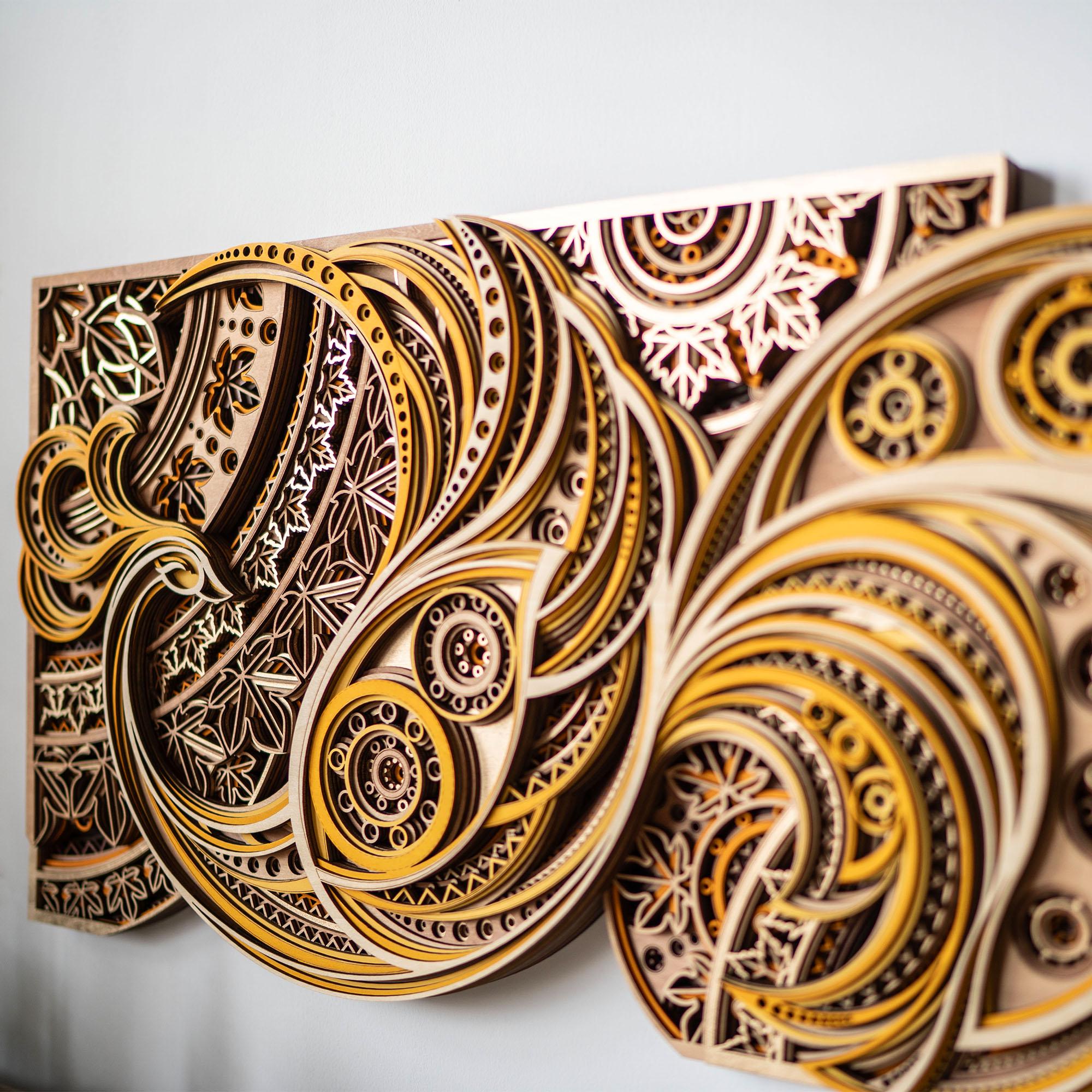 Phoenix and Sycamore Multilayer Wood Wall Art, Large Bird Laser