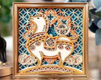 Horse Mini Wood Decor, Zodiac Animal Ornament, Laser Cut Craft, Tabletop Display, Blessing Gift