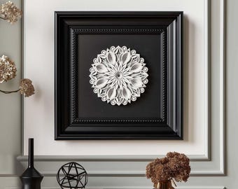 Little Flower Mandala Wood Art, Modern Desktop Ornament, Laser Cut Wall Hanging, Office Decor