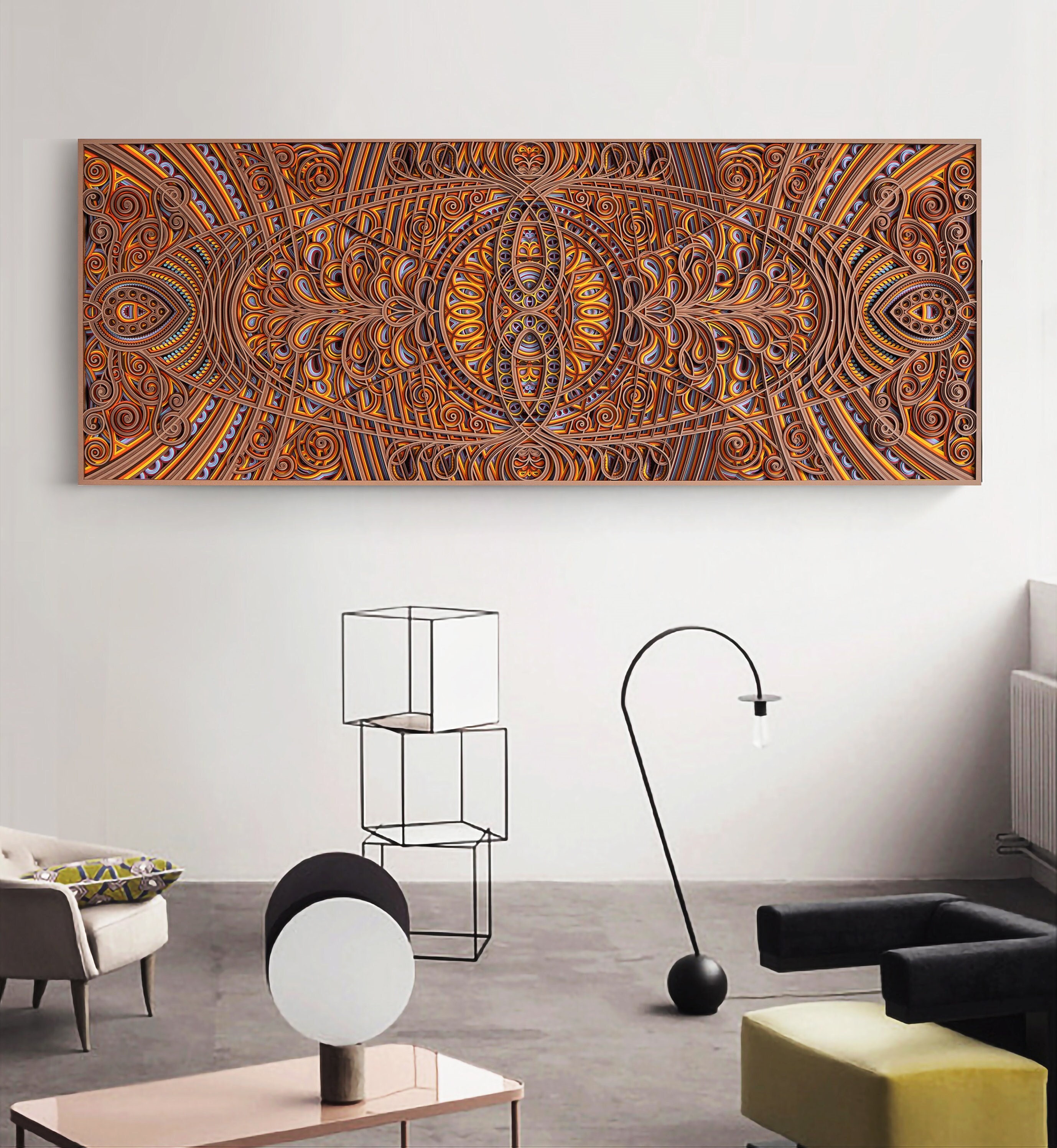 Divine Light Multilayer Wood Wall Art, Extra-large Mandala Laser
