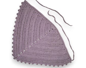 READY TO SHIP Crochet Cotton Lilac Bandana Hair Scarf