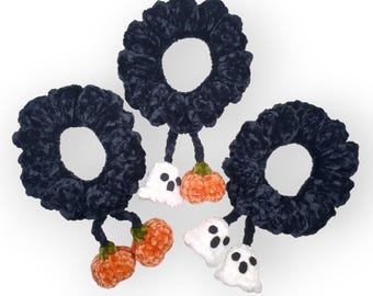 READY TO SHIP Crochet Velvet Halloween Hair Scrunchie