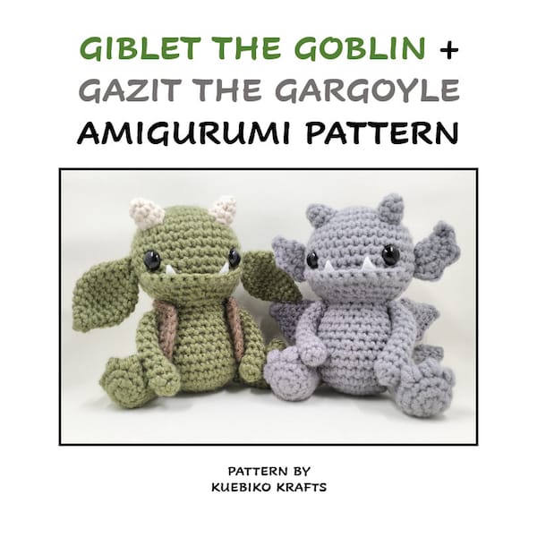 PDF Datei Giblet the Goblin and Gazit the Gargoyle 2-in-1 Amigurumi Häkelanleitung