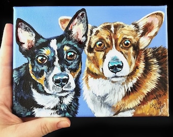 5" x 7" Custom Pet Portrait Painting | Acrylic Pet Portrait from Photo on Canvas | Makes Ideal Gift for Pet Owner