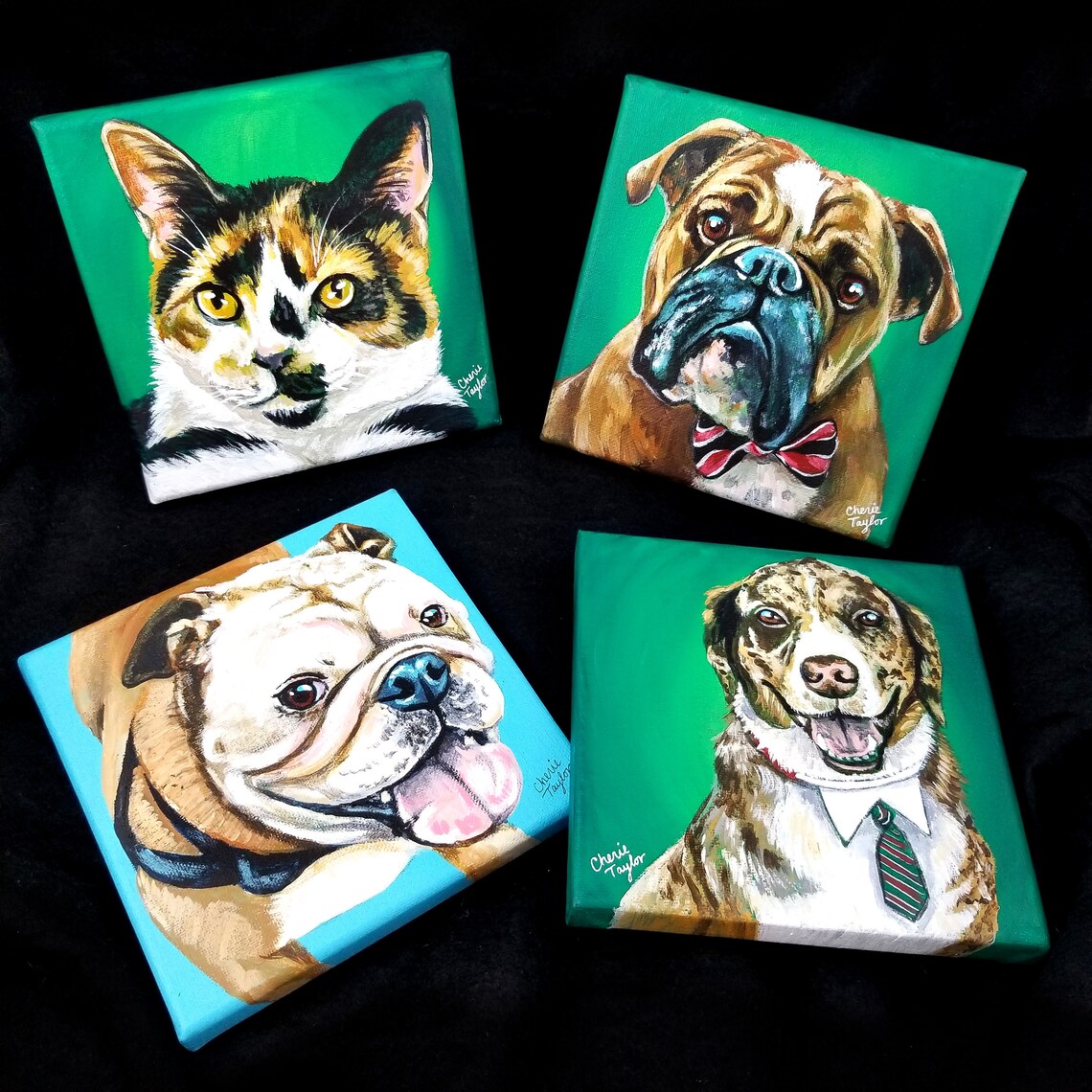 6 X 6 Custom Pet Portrait Painting Acrylic Pet Etsy