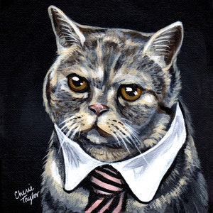 6 x 6 Custom Cat Portrait Painting Acrylic on image 7