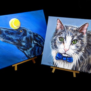 8 x 8 Custom Pet Portrait Painting Acrylic Pet Portrait from Photo on Canvas Makes Ideal Gift for Pet Owner image 1