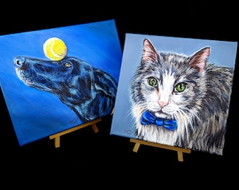 8" x 8" Custom Pet Portrait Painting | Acrylic Pet Portrait from Photo on Canvas | Makes Ideal Gift for Pet Owner