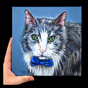 8 x 8 Custom Pet Portrait Painting Acrylic Pet Portrait from Photo on Canvas Makes Ideal Gift for Pet Owner image 2