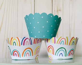 Rainbow Cupcake Wrapper / Rainbow Birthday / Rainbow Baby Shower / Rainbow Baby / Birthday Party / Baby Shower / Party Decoration