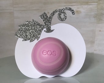 Blanco plata brillo calabaza EOS Holder / Party Favor / Our Little Pumpkin / First Birthday / Otoño Otoño / Lip Balm Holder / Pumpkin Favors