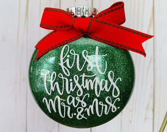 First Christmas as MR. and MRS. Glitter Christmas Ornament / Christmas Ornament / Wedding Gift / Gifts for Newlyweds