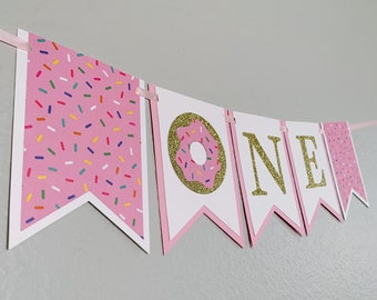Donut One High Chair Banner / Donut Grow Up First Birthday / Donut Doughnut Birthday / Donut Banner / Donut First Birthday / First Birthday