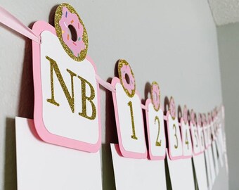 Donut First Birthday Photo Banner / Monthly Photo Banner / Donut Grow Up First Birthday Pictures / Photo Banner / Donut Banner