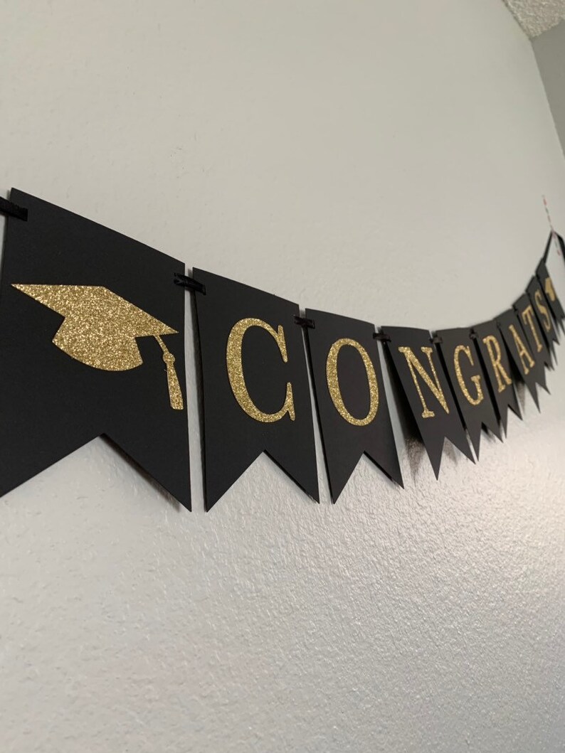 Congrats Graduation Banner / Gold Graduation Banner / Graduation Decoration / Graduation Party / 2023 Graduation Banner / Class of 2023 image 5