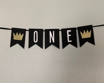 Wild One High Chair Banner / Wild One First Birthday / Black Gold First Birthday / Wild One Banner