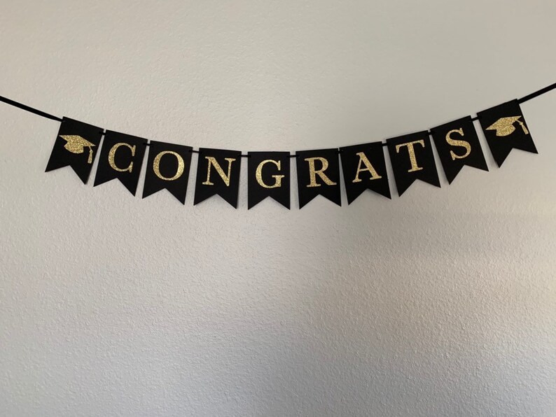 Congrats Graduation Banner / Gold Graduation Banner / Graduation Decoration / Graduation Party / 2023 Graduation Banner / Class of 2023 image 3