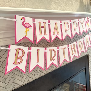 Flamingo Birthday Banner / Flamingo Decor / Flamingo Party / Pink Birthday Party / Tropical Birthday / Summer Party /