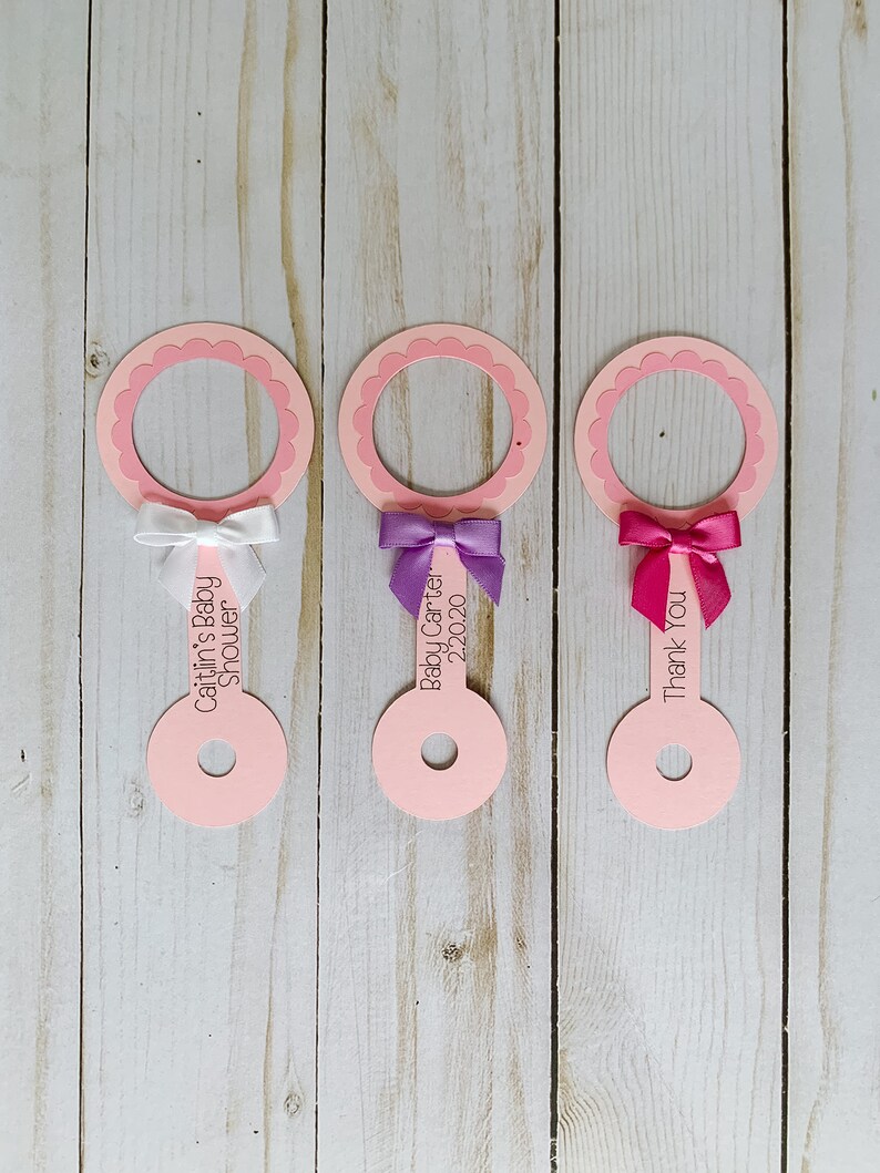 Pink Baby Rattle Baby Shower Favor / EOS Round Lip Balm Holder Etsy