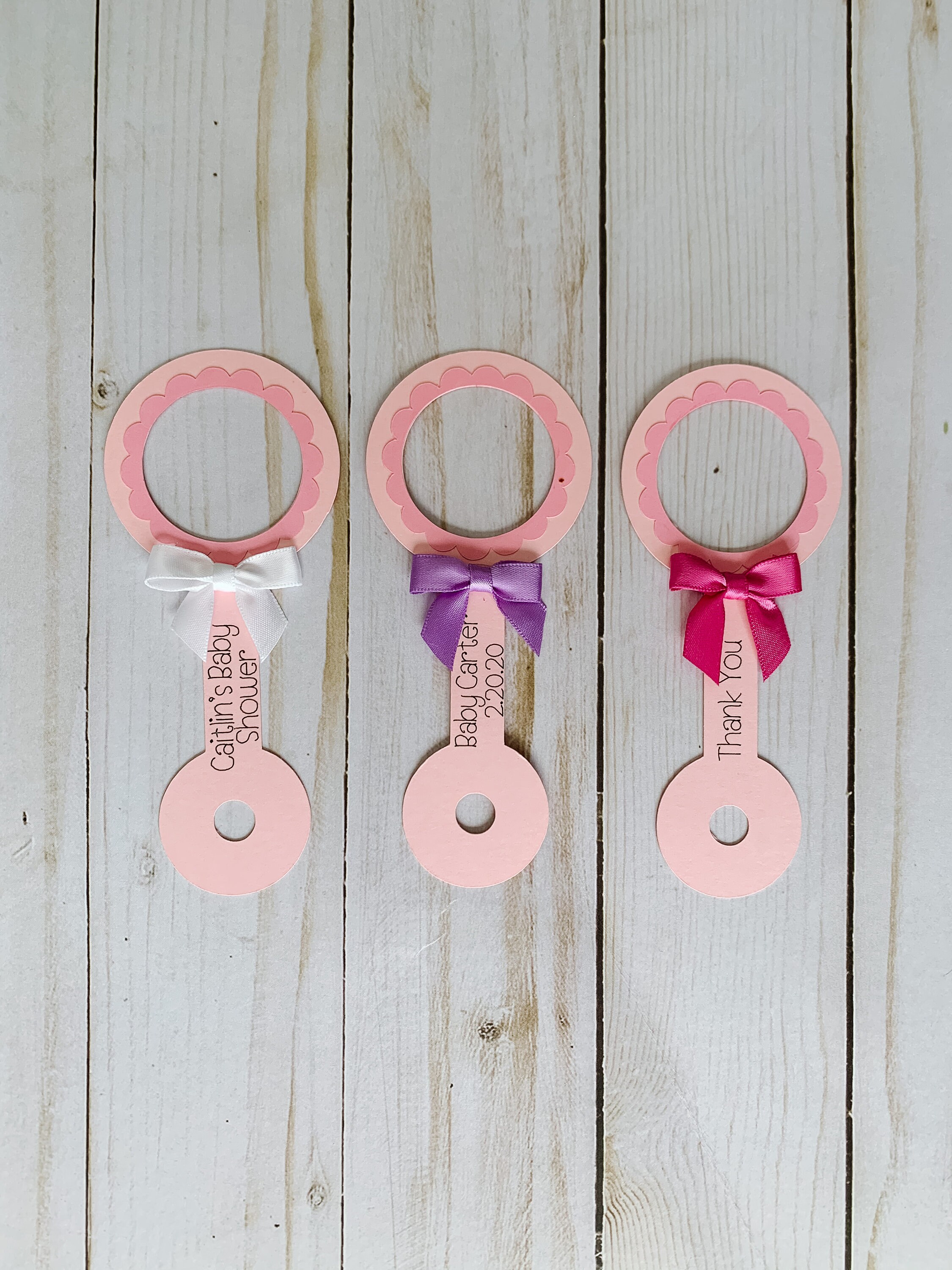 Pink Baby Rattle Baby Shower Favor / EOS Round Lip Balm Holder / Little ...