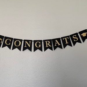 Congrats Graduation Banner / Gold Graduation Banner / Graduation Decoration / Graduation Party / 2023 Graduation Banner / Class of 2023 image 1