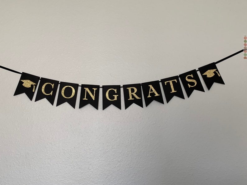 Congrats Graduation Banner / Gold Graduation Banner / Graduation Decoration / Graduation Party / 2023 Graduation Banner / Class of 2023 image 1