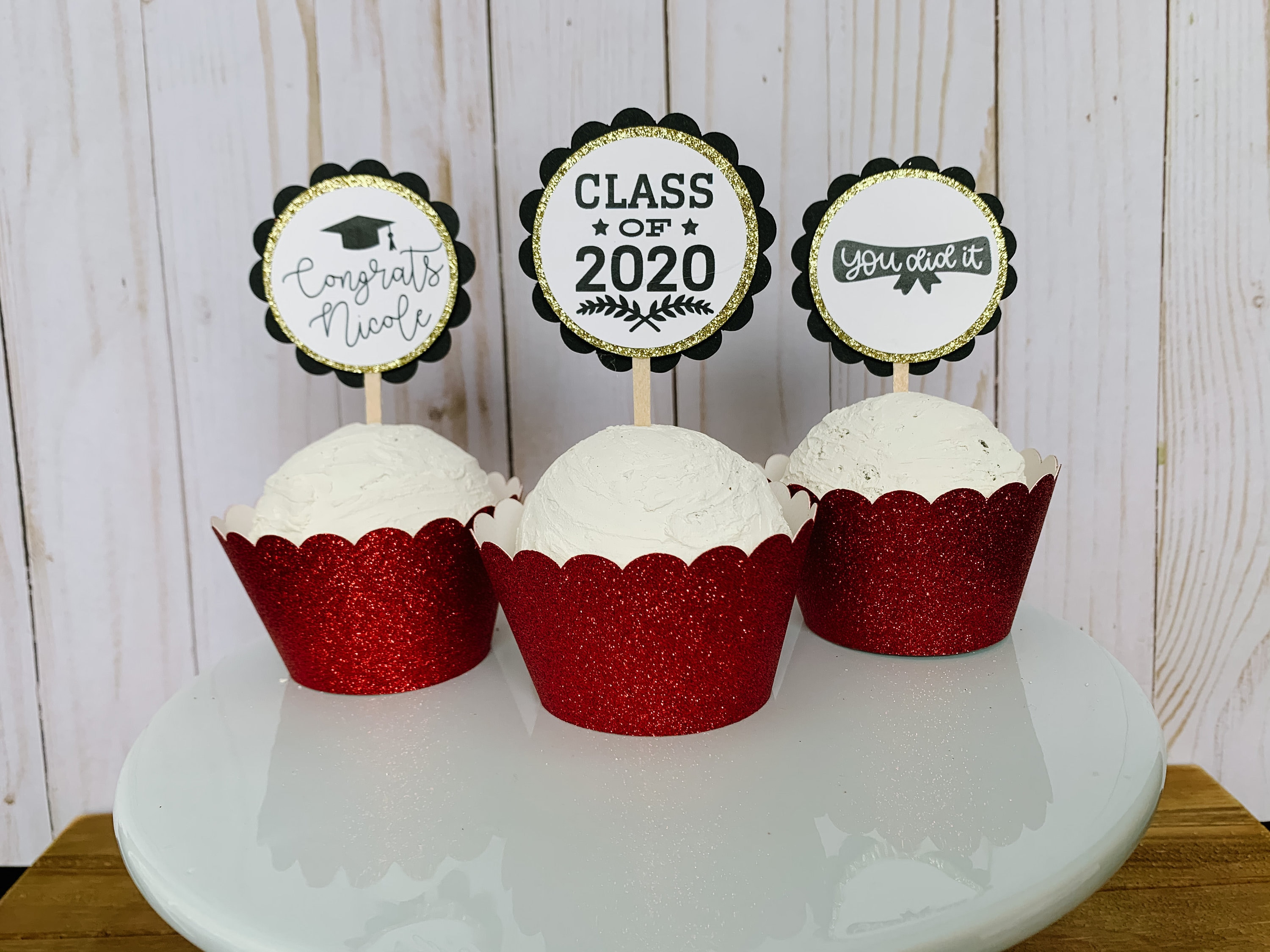 Set of 12 / 2022 Graduation Cupcake Topper / College High Etsy
