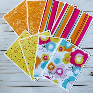 8 Floral Note Cards with Envelopes / Summer Bright Note Cards / Blank Note Cards / Folded Note Cards / Note Card Set / Blank Cards