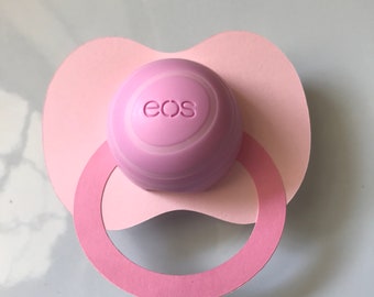 Pacificador bebé ducha favor/EOS redondo bálsamo de labios titular/rosa/pacificador bebé ducha/niña Baby Shower