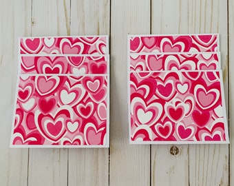 6 Valentine’s Day Note Cards with Envelopes / Love Note Cards / Blank Note Cards / Note Card Set  / Blank Cards / Hearts Pink Red