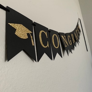 Congrats Graduation Banner / Gold Graduation Banner / Graduation Decoration / Graduation Party / 2023 Graduation Banner / Class of 2023 image 2