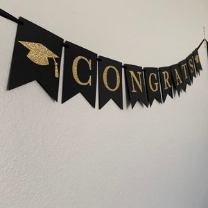 Congrats Graduation Banner / Gold Graduation Banner / Graduation Decoration / Graduation Party / 2023 Graduation Banner / Class of 2023 image 4