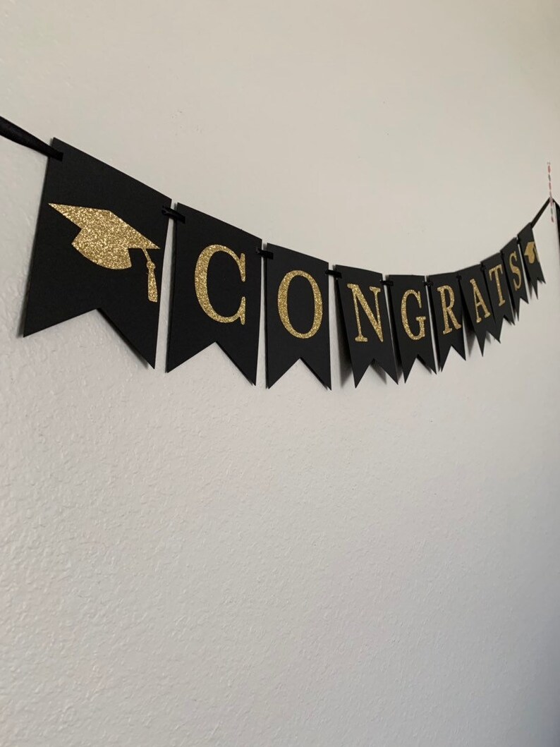 Congrats Graduation Banner / Gold Graduation Banner / Graduation Decoration / Graduation Party / 2023 Graduation Banner / Class of 2023 image 4