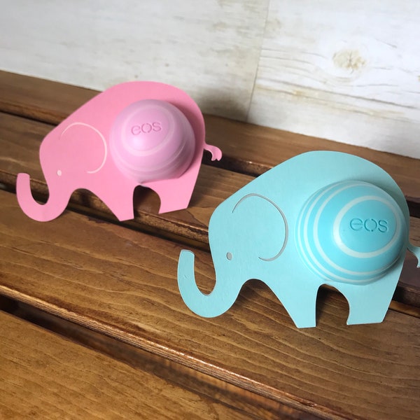 Elephant Baby Shower Favor / EOS Round Lip Balm Holder / Pink or Blue