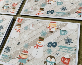 6 Note Cards with Envelopes / Christmas Note Cards / Blank Note Cards / Folded Note Cards / Note Card Set / Blank Cards / Kids Christmas
