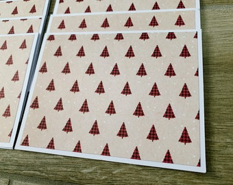 6 Note Cards with Envelopes / Christmas Note Cards / Blank Note Cards / Folded Note Cards / Note Card Set / Blank Cards / Buffalo Plaid