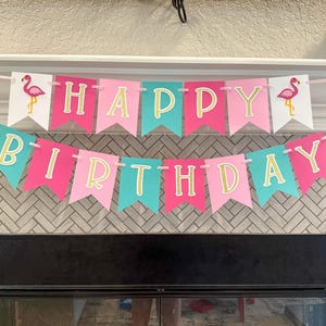 Flamingo Birthday Banner / Flamingo Decor / Flamingo Party / Pink Birthday Party / Tropical Birthday / Summer Party /
