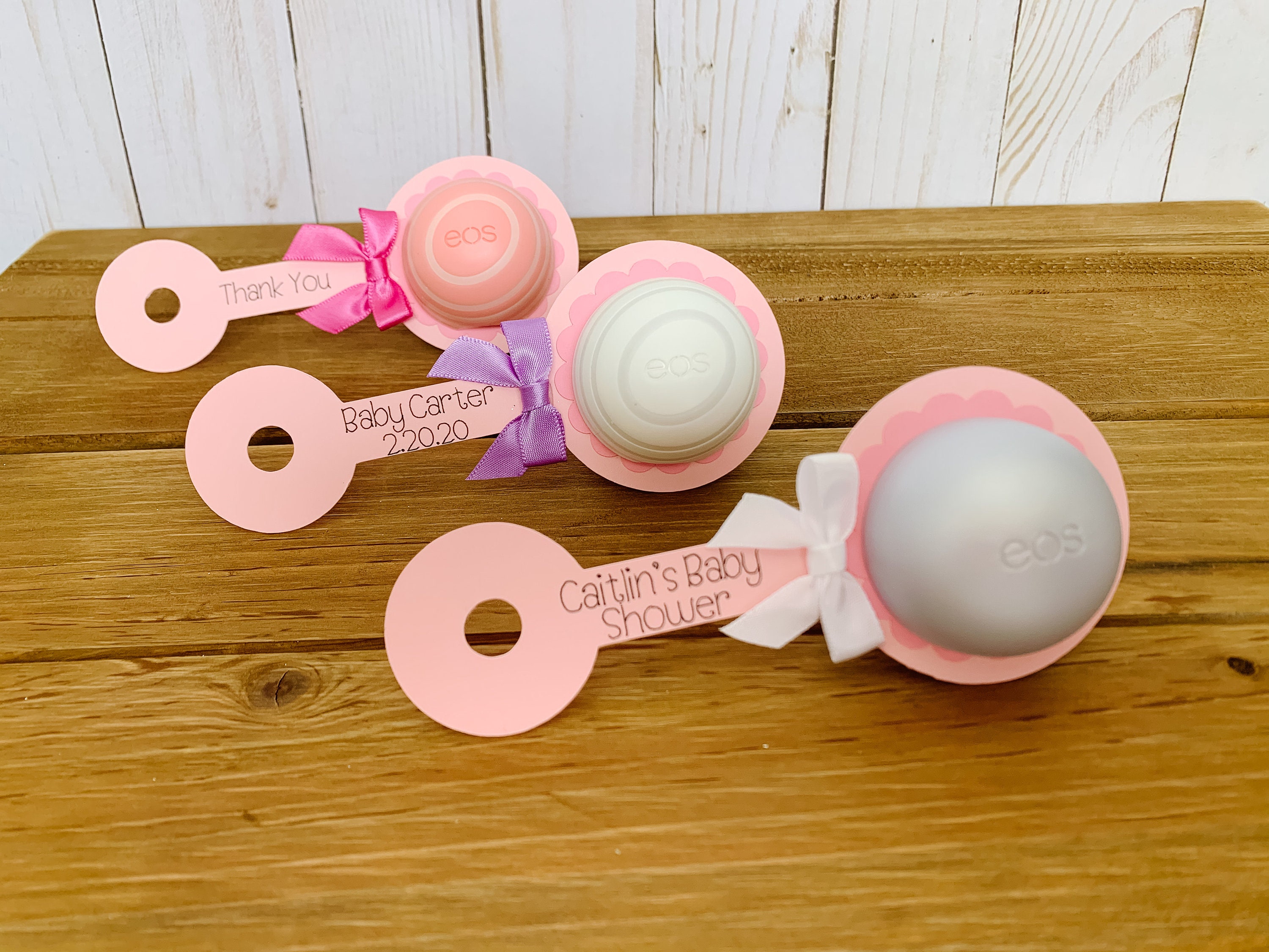 Pink Baby Rattle Baby Shower Favor / EOS Round Lip Balm Holder Etsy