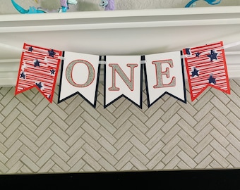 Patriotic High Chair Banner / Red White & Blue First Birthday / 4th of July First Birthday / Little Firecracker / Fourth of July Banner
