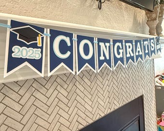 Pancarta de graduación de 2026 / Decoración de pancarta de graduación / Fiesta de graduación / Pancarta de graduación de 2026 / Clase de 2026 / Azul marino / Personalizada