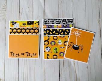 8 Note Cards with Envelopes / Halloween Note Cards / Blank Note Cards / Folded Note Cards / Note Card Set / Blank Cards / Any Occasion Card