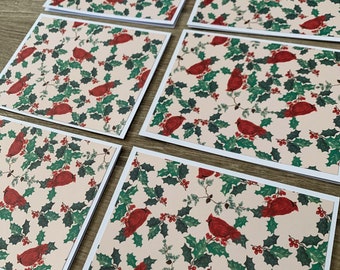 6 Note Cards with Envelopes / Christmas Note Cards / Blank Note Cards / Folded Note Cards / Note Card Set / Blank Cards / Cardinal Christmas