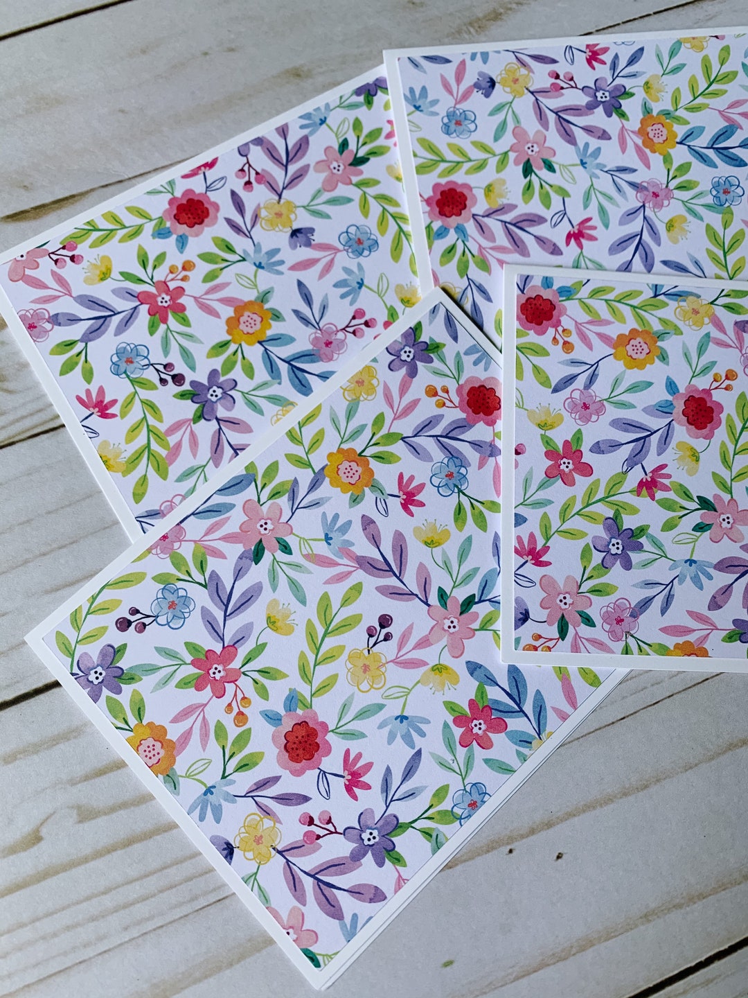 4 Floral Note Cards With Envelopes / Note Cards / Blank Note Cards