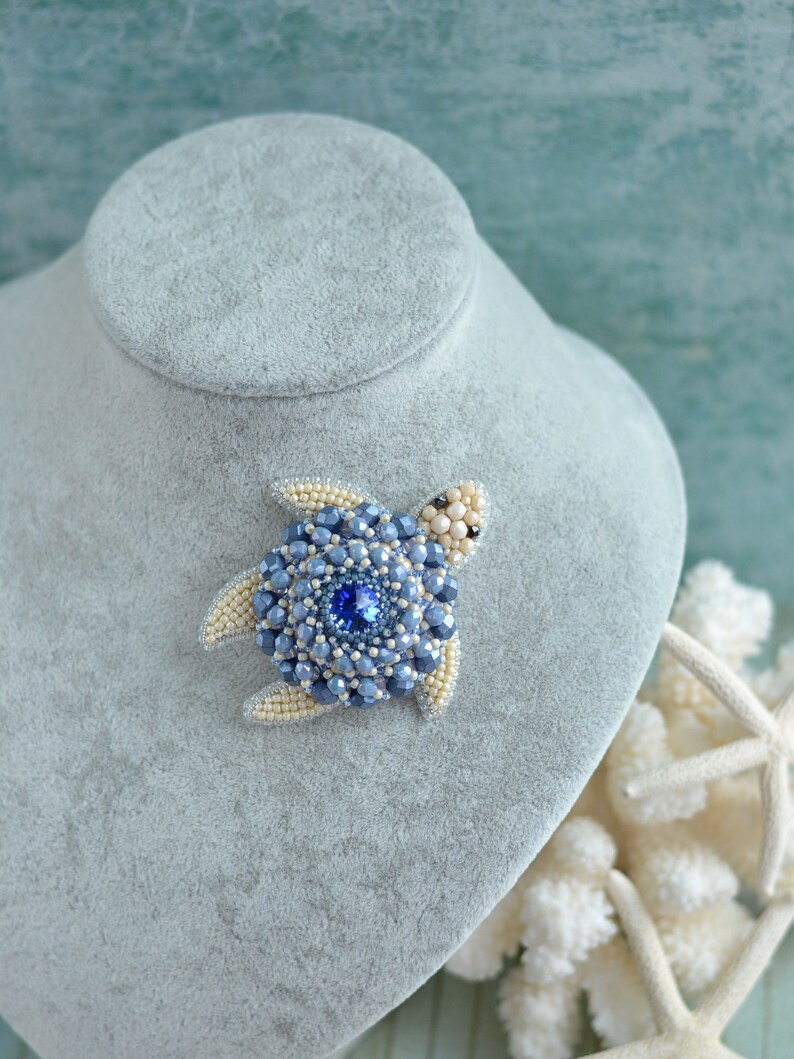 Sea Turtle Brooch Nautical Brooch Tortoise Broach Turquoise Etsy
