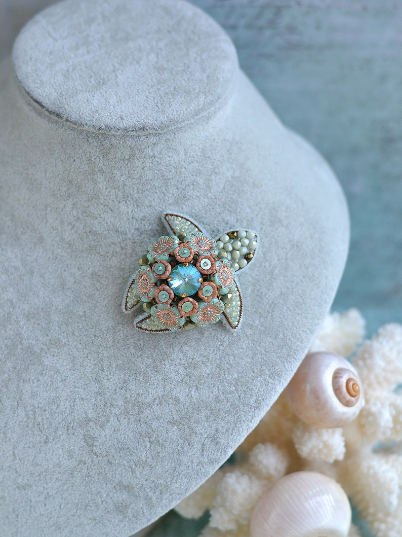 Turtle Brooch Nautical Pin Tortoise Broach Etsy