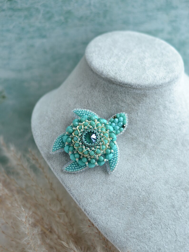 Sea Turtle Brooch Nautical Brooch Tortoise Broach Turquoise Etsy