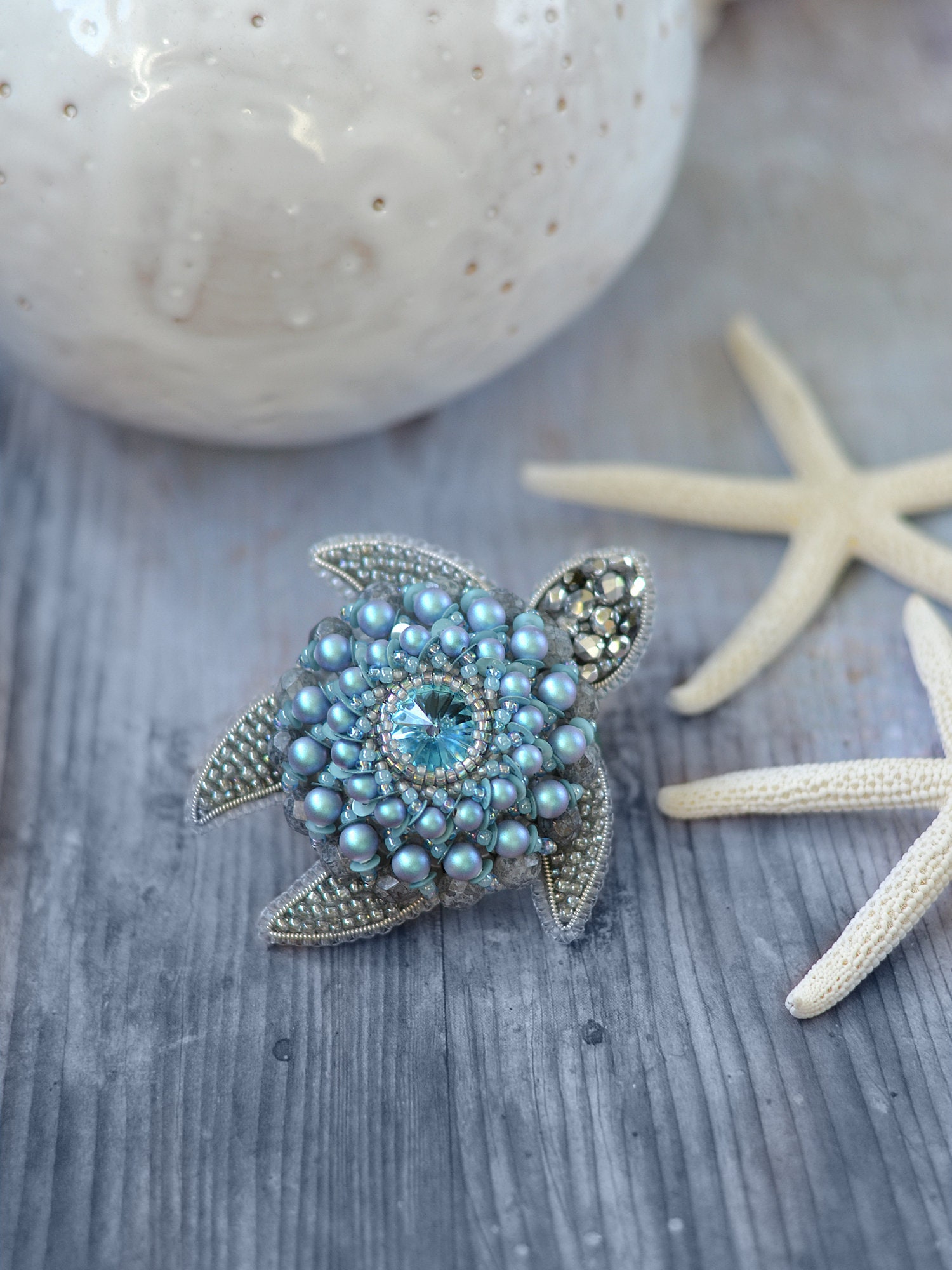 Turtle Brooch Nautical Brooch Tortoise Broach Blue Swarovski Etsy