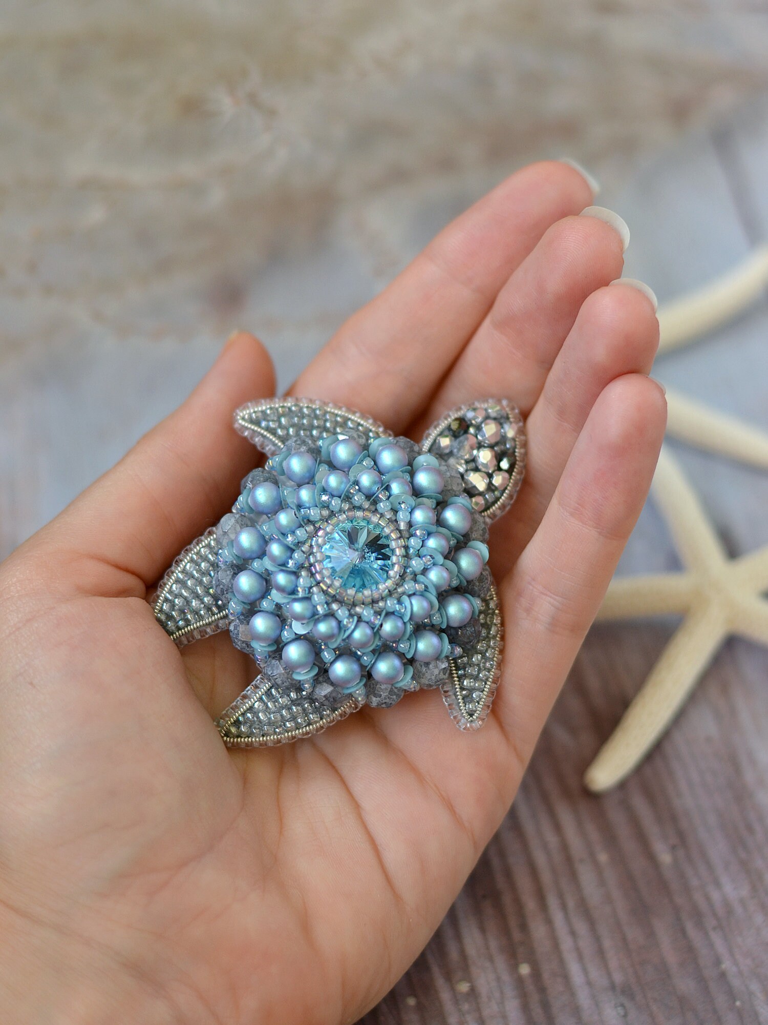 Turtle Brooch Nautical Brooch Tortoise Broach Blue Swarovski Etsy