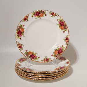ROYAL ALBERT PORCELAIN Old Country Roses Service 6 Flat Plates 26 Cm