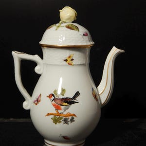 PRECIOUS HEREND PORCELAIN Vintage Coffee Pot Teapot Rothschild Decor Hand Painted
